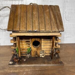 Western Log Cabin Bird House Hand Made